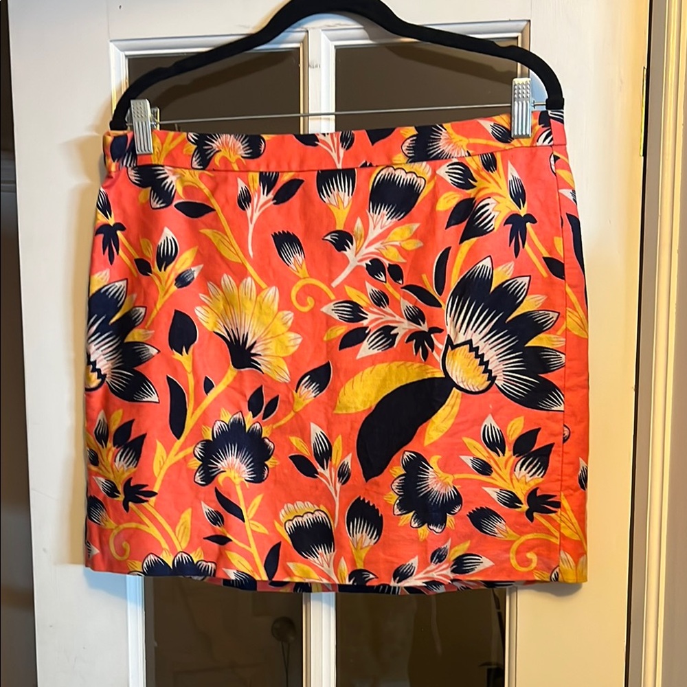 J. Crew Floral Orange Skirt Sz 10